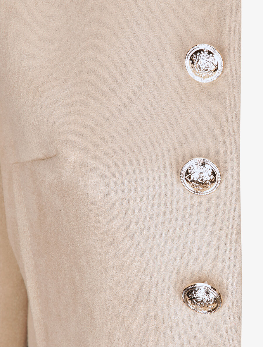 Veste officier cintrée en suédine - Beige - Image 3