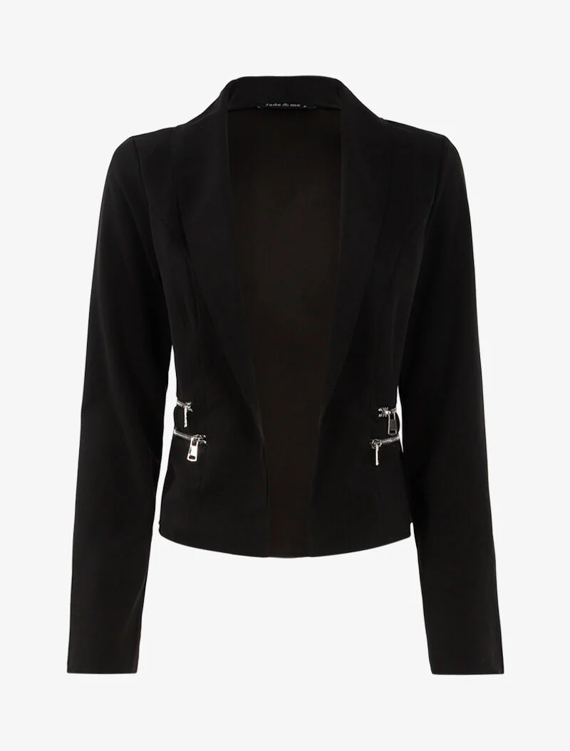 Veste ouverte à détails zippés - noir