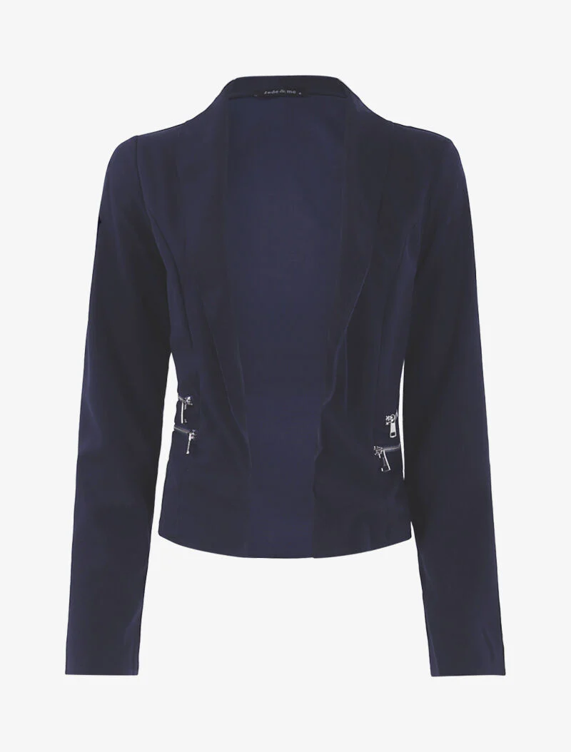 Veste ouverte à détails zippés - marine