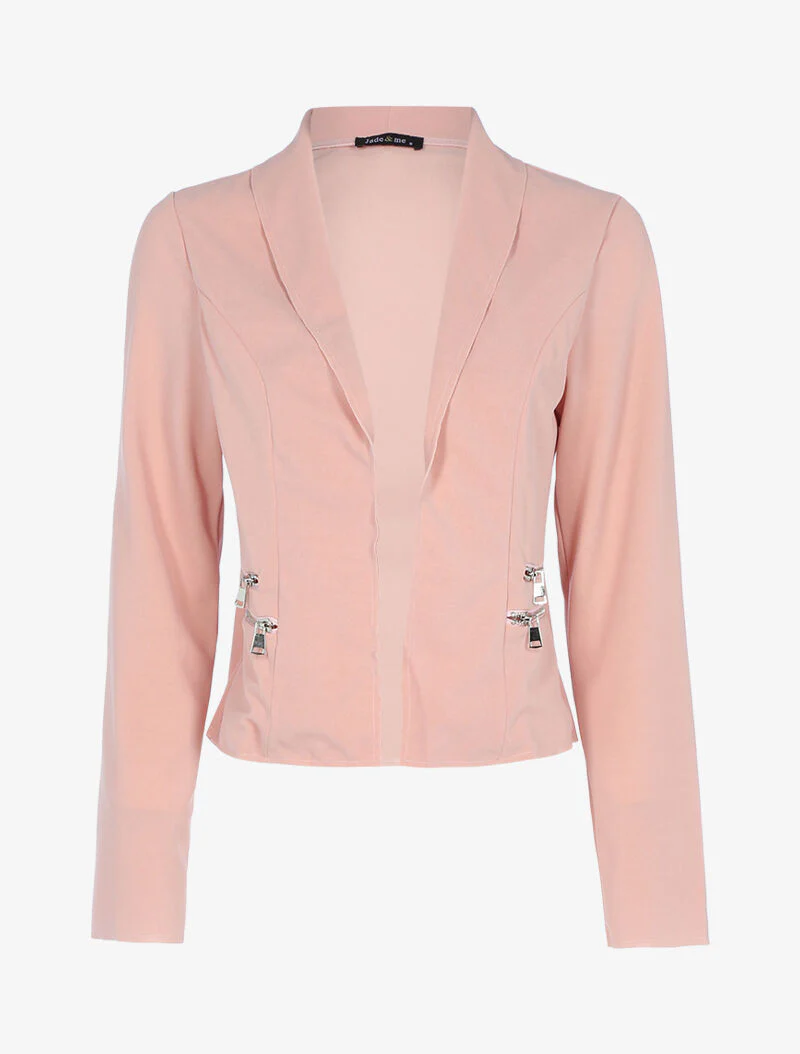 Veste ouverte à détails zippés - rose