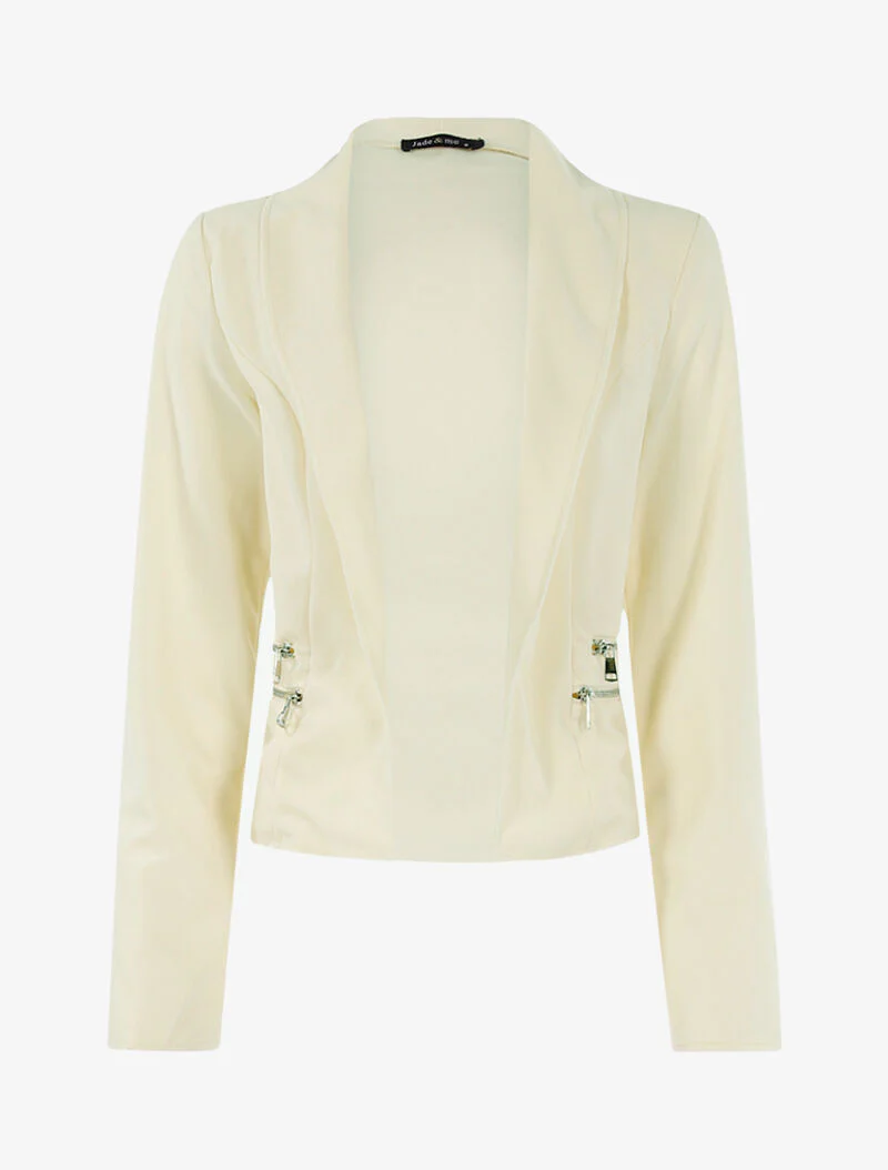 Veste ouverte à détails zippés - beige