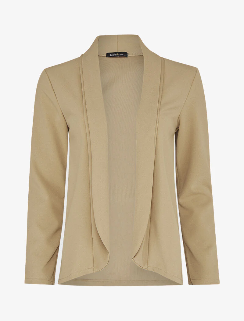 Veste ouverte à encolure droite à rabat - Beige