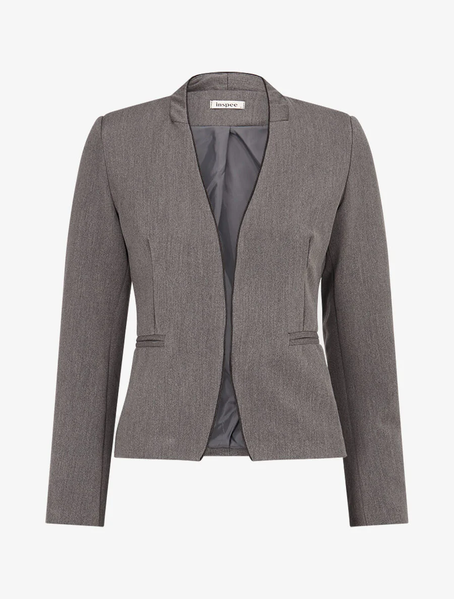 Veste ouverte à liseret - Gris foncé