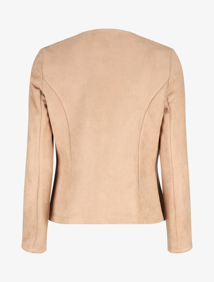 Veste ouverte effet daim - Camel - Image 2