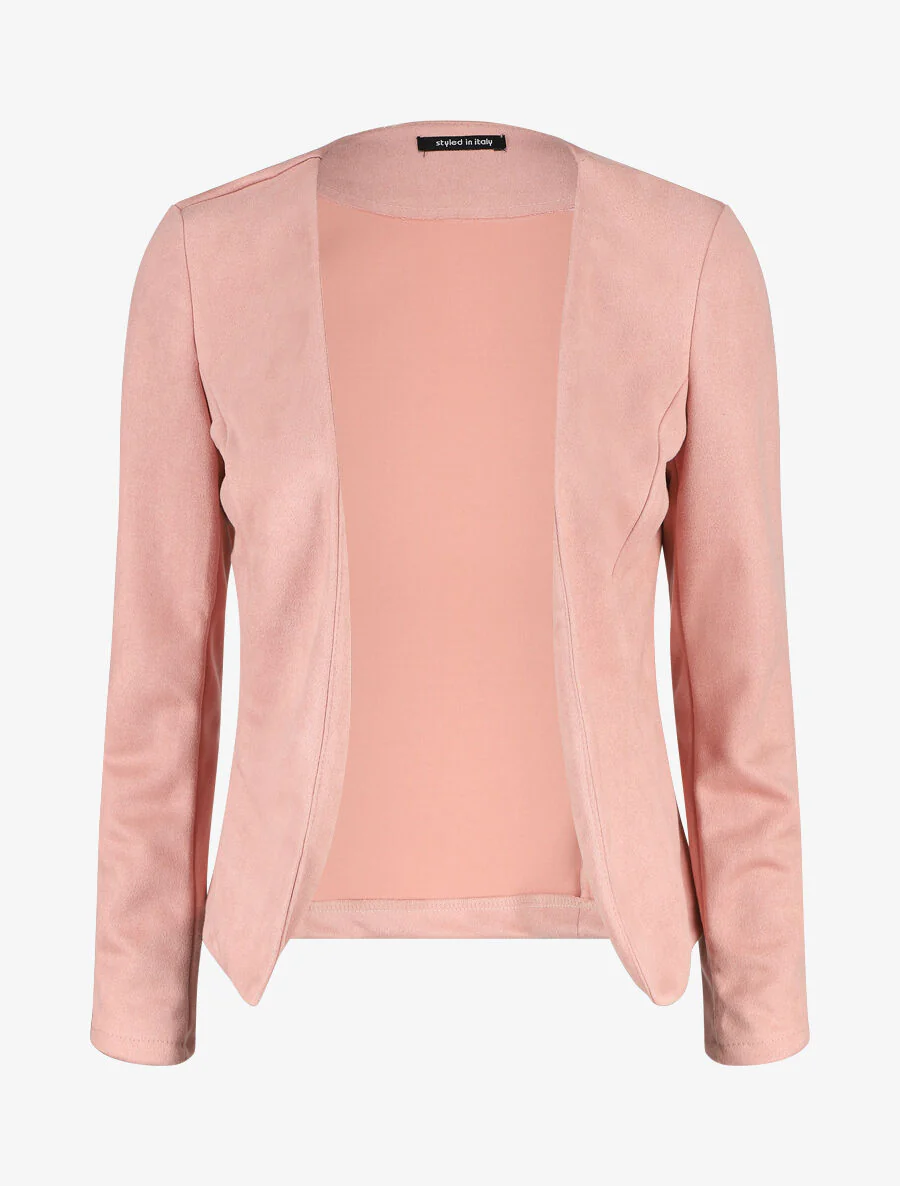 Veste ouverte effet daim - Rose