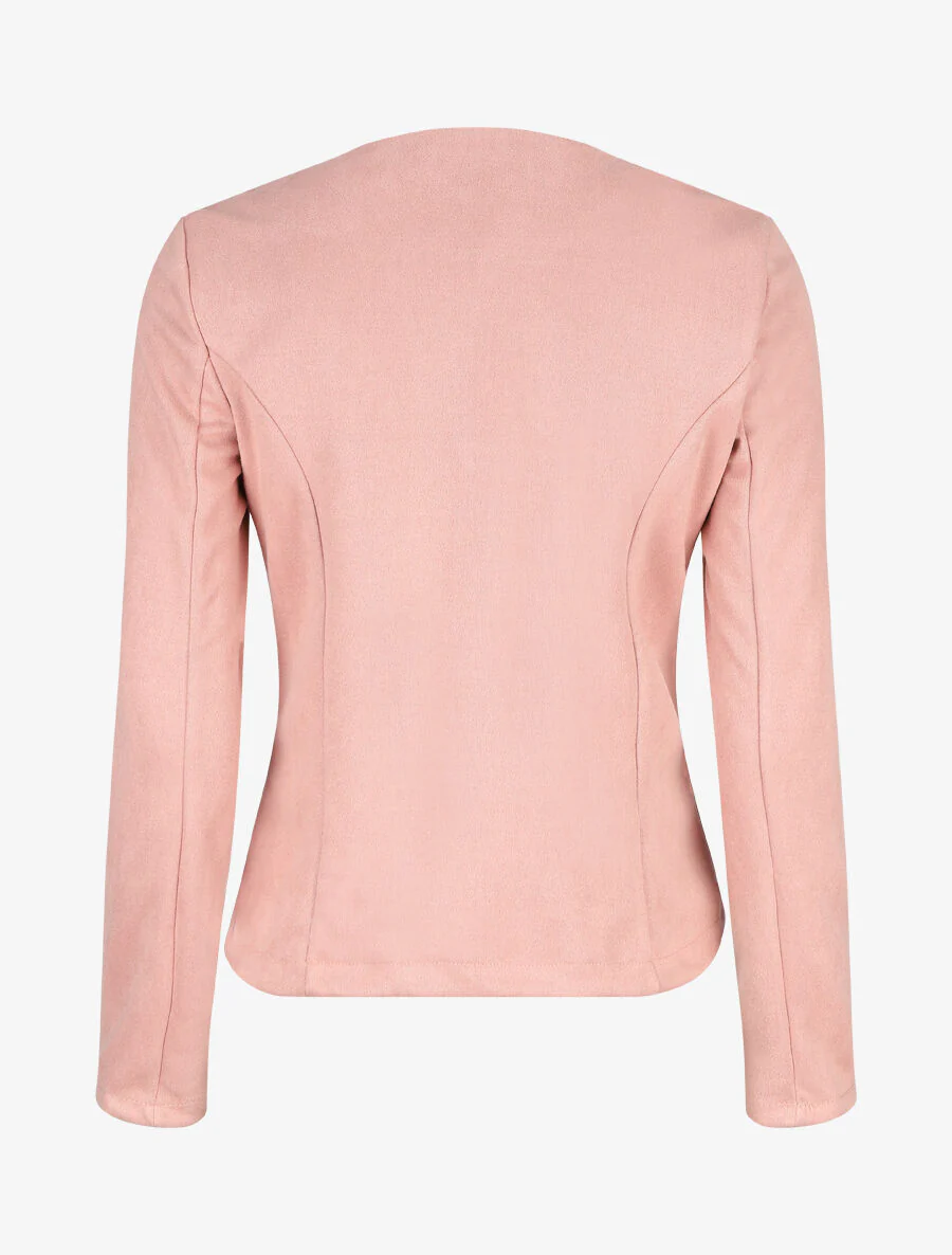 Veste ouverte effet daim - Rose - Image 2