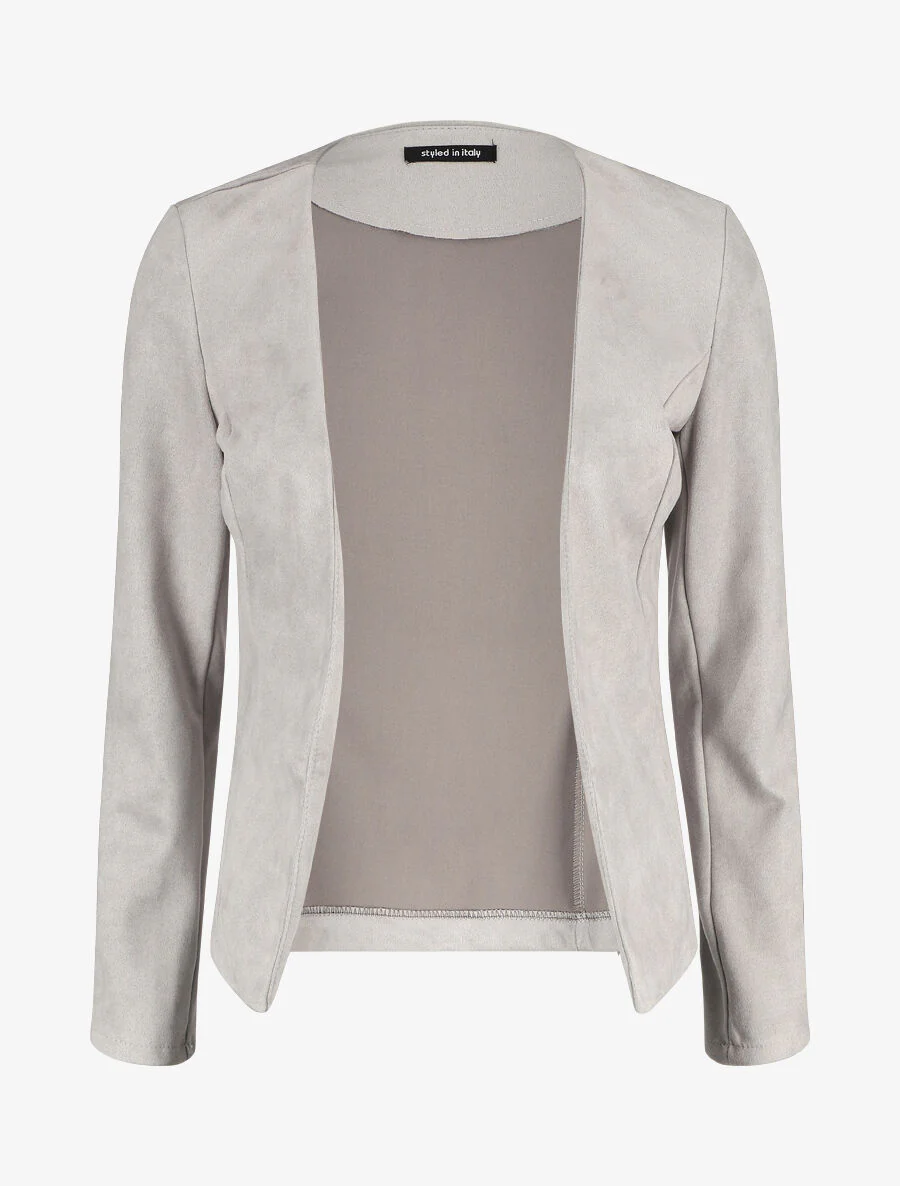 Veste ouverte effet daim - Gris clair