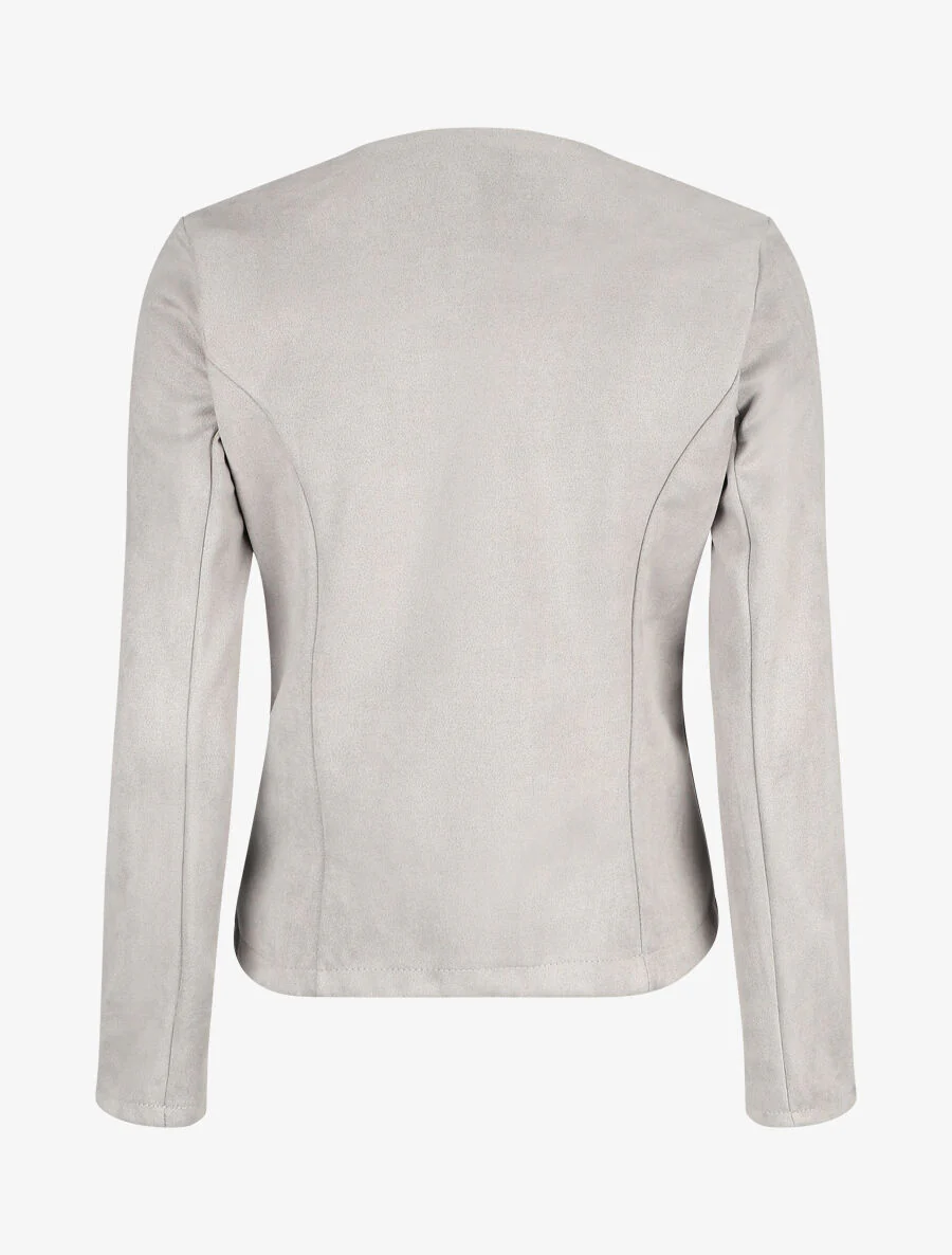 Veste ouverte effet daim - Gris clair - Image 2