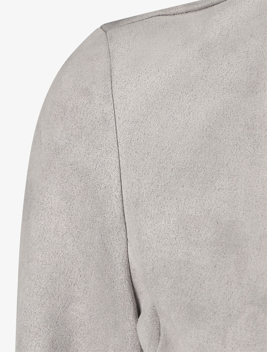 Veste ouverte effet daim - Gris clair - Image 3