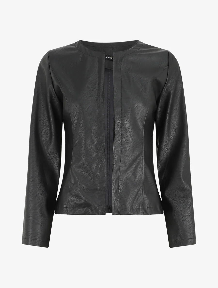 Veste ouverte en simili - Noir