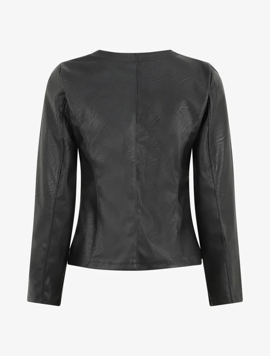 Veste ouverte en simili - Noir - Image 2