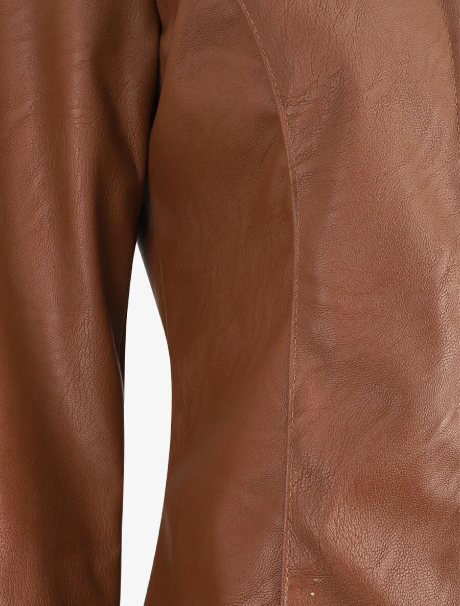 Veste ouverte en simili - Marron - Image 3