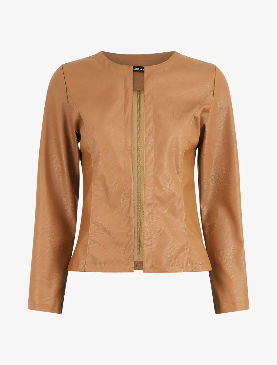 Veste ouverte en simili - Camel