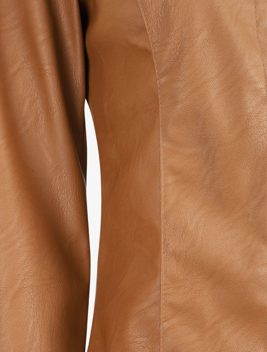 Veste ouverte en simili - Camel - Image 3