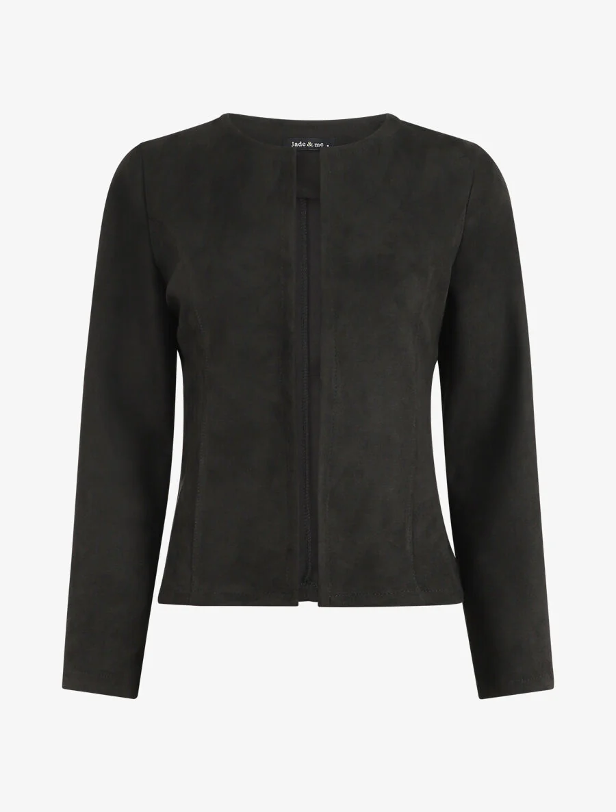 Veste ouverte en suédine - Noir