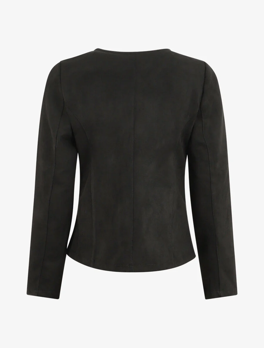 Veste ouverte en suédine - Noir - Image 2