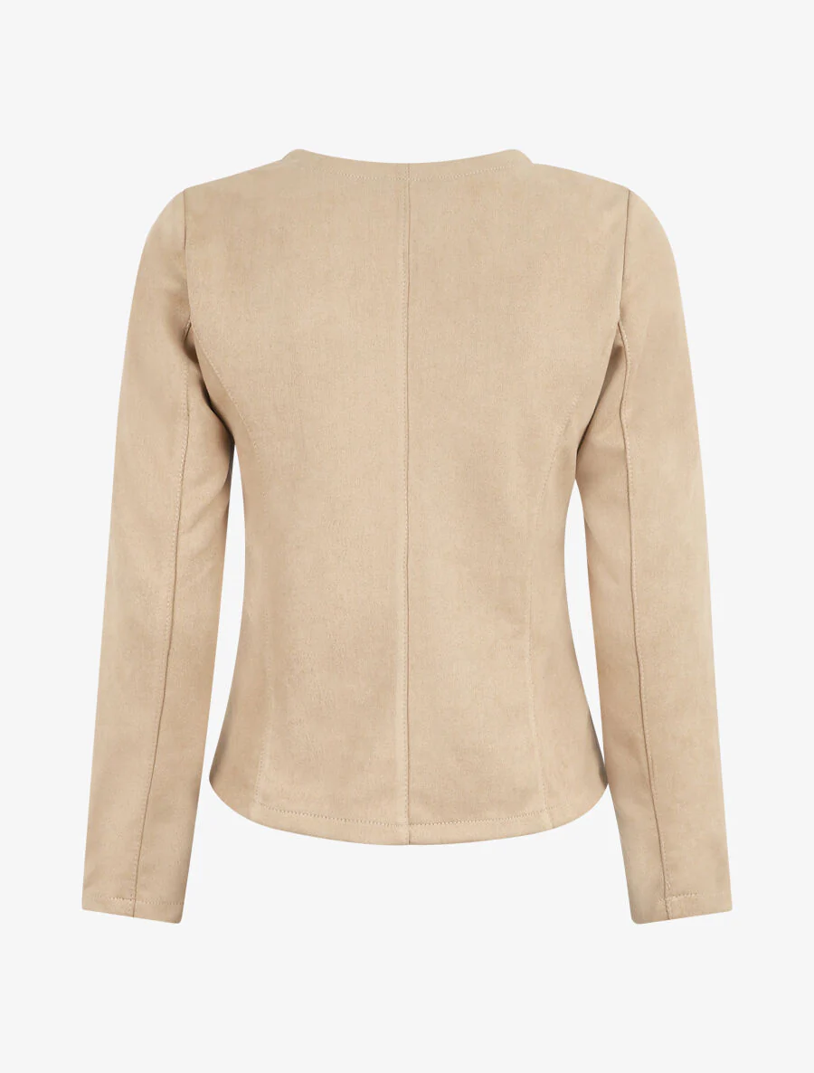 Veste ouverte en suédine - Beige - Image 2