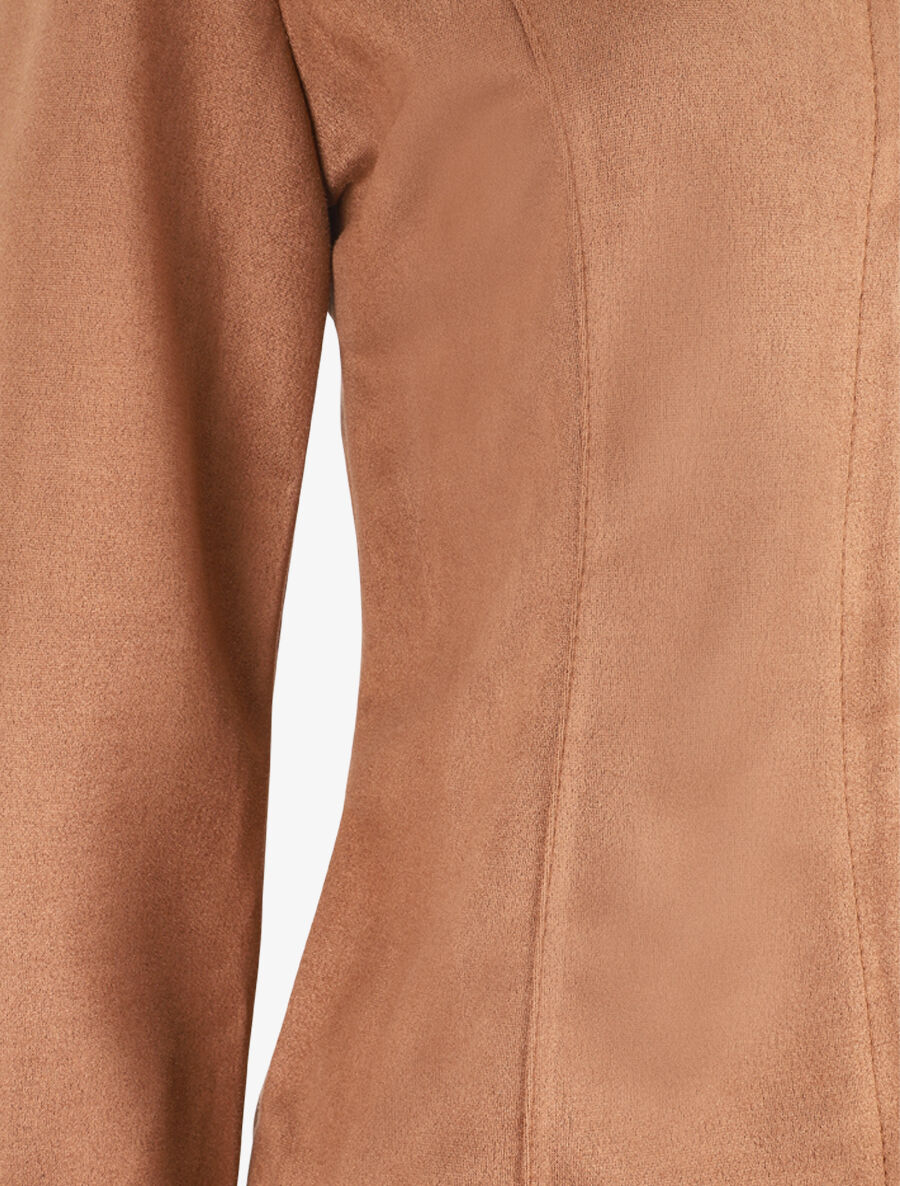 Veste ouverte en suédine - Camel - Image 3