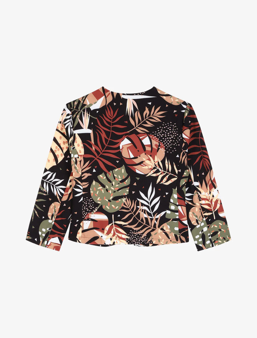Veste ouverte imprimé feuilles graphiques - Noir - Image 2