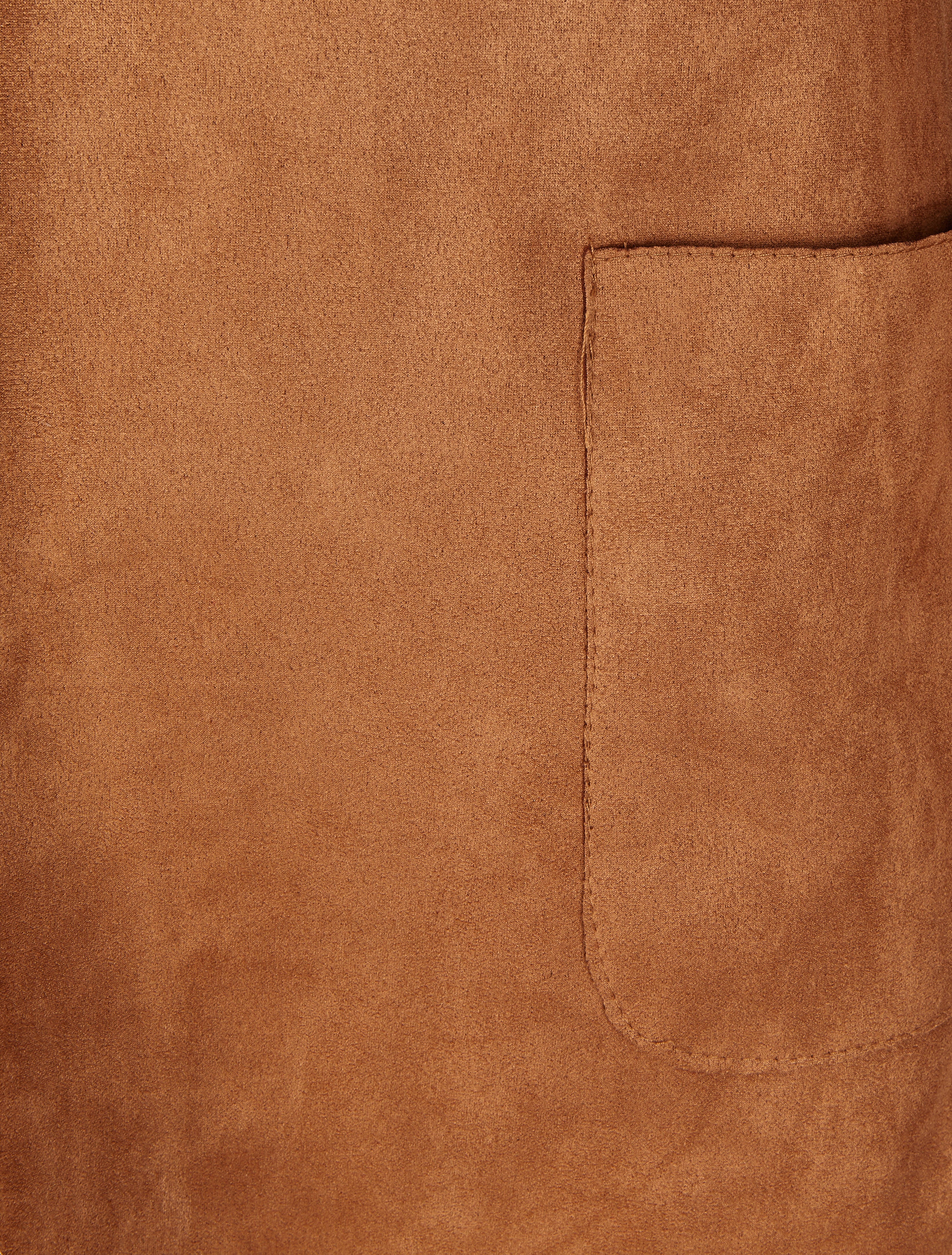 Veste ouverte mi-longue en suédine - Camel - Image 3