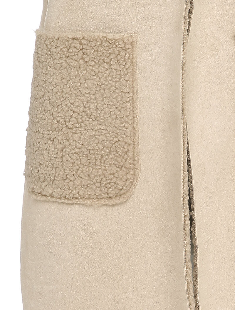 Veste sans manche style peau de mouton retournée - Beige - Image 3