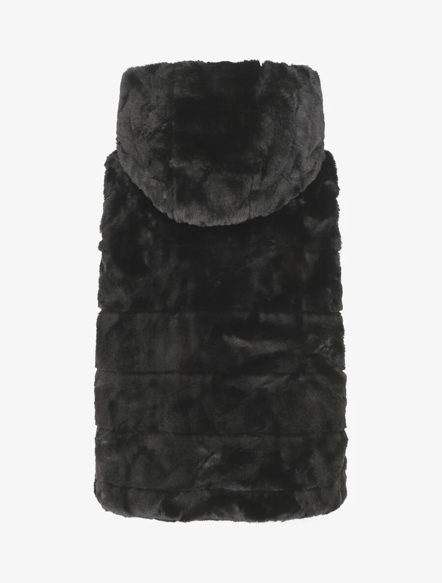 Veste sans manches en fourrure synthétique - Noir - Image 2