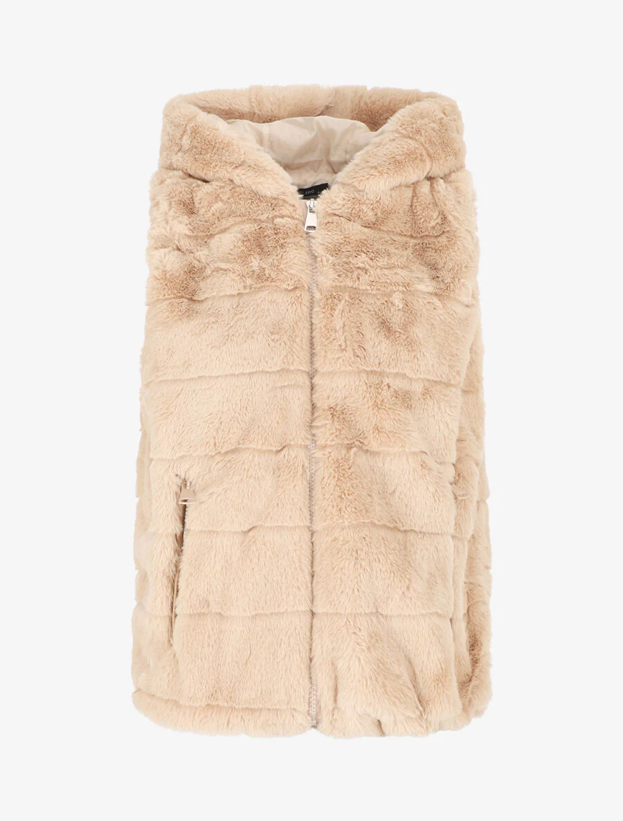 Veste sans manches en fourrure synthétique - Beige