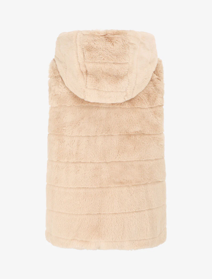 Veste sans manches en fourrure synthétique - Beige - Image 2
