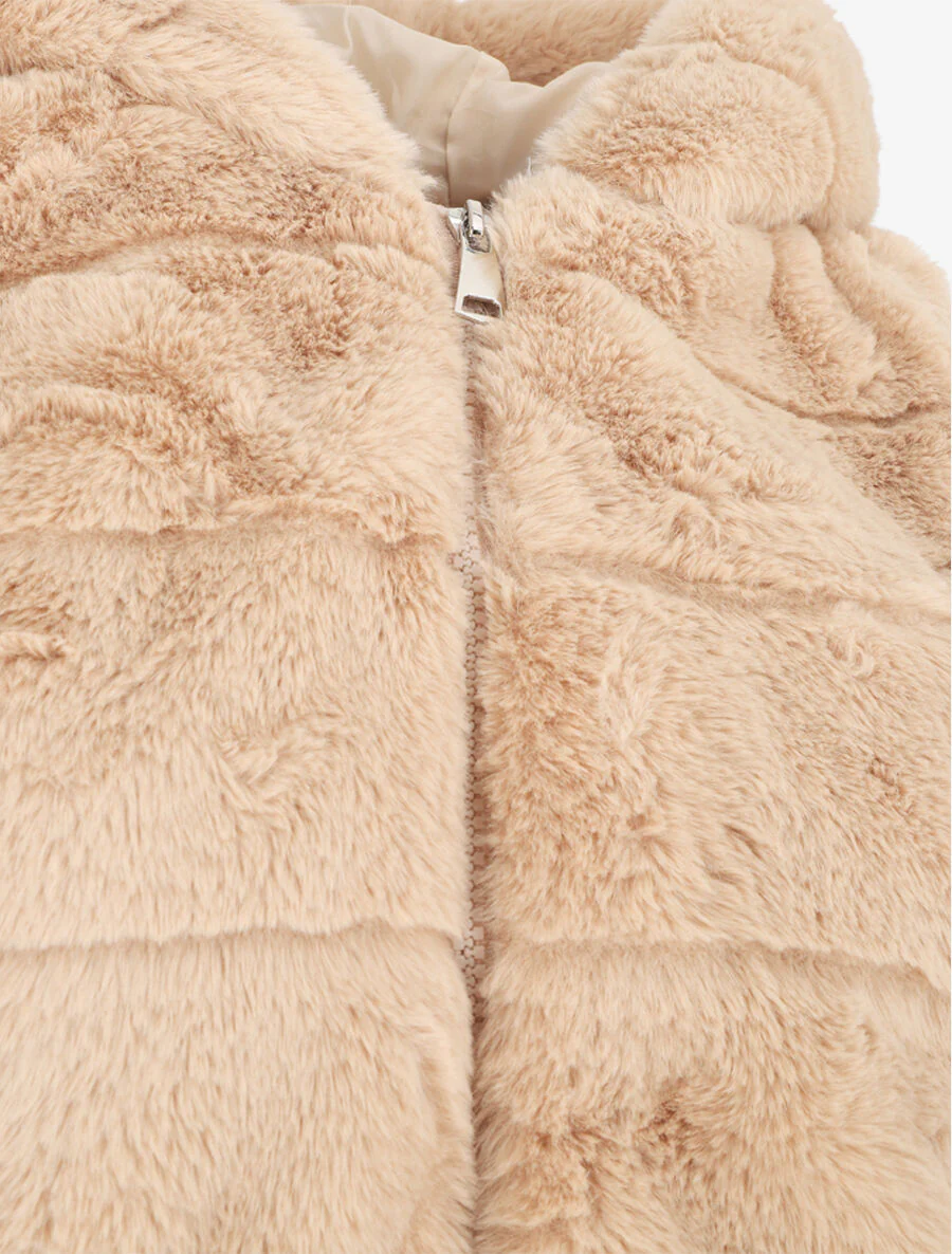 Veste sans manches en fourrure synthétique - Beige - Image 3