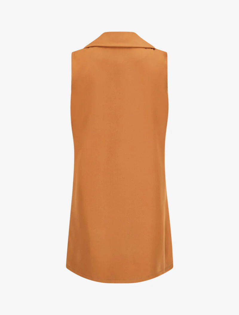 Veste style blazer sans manches - Camel - Image 2