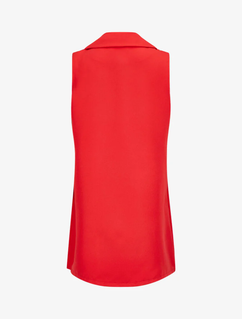 Veste style blazer sans manches - Rouge - Image 2