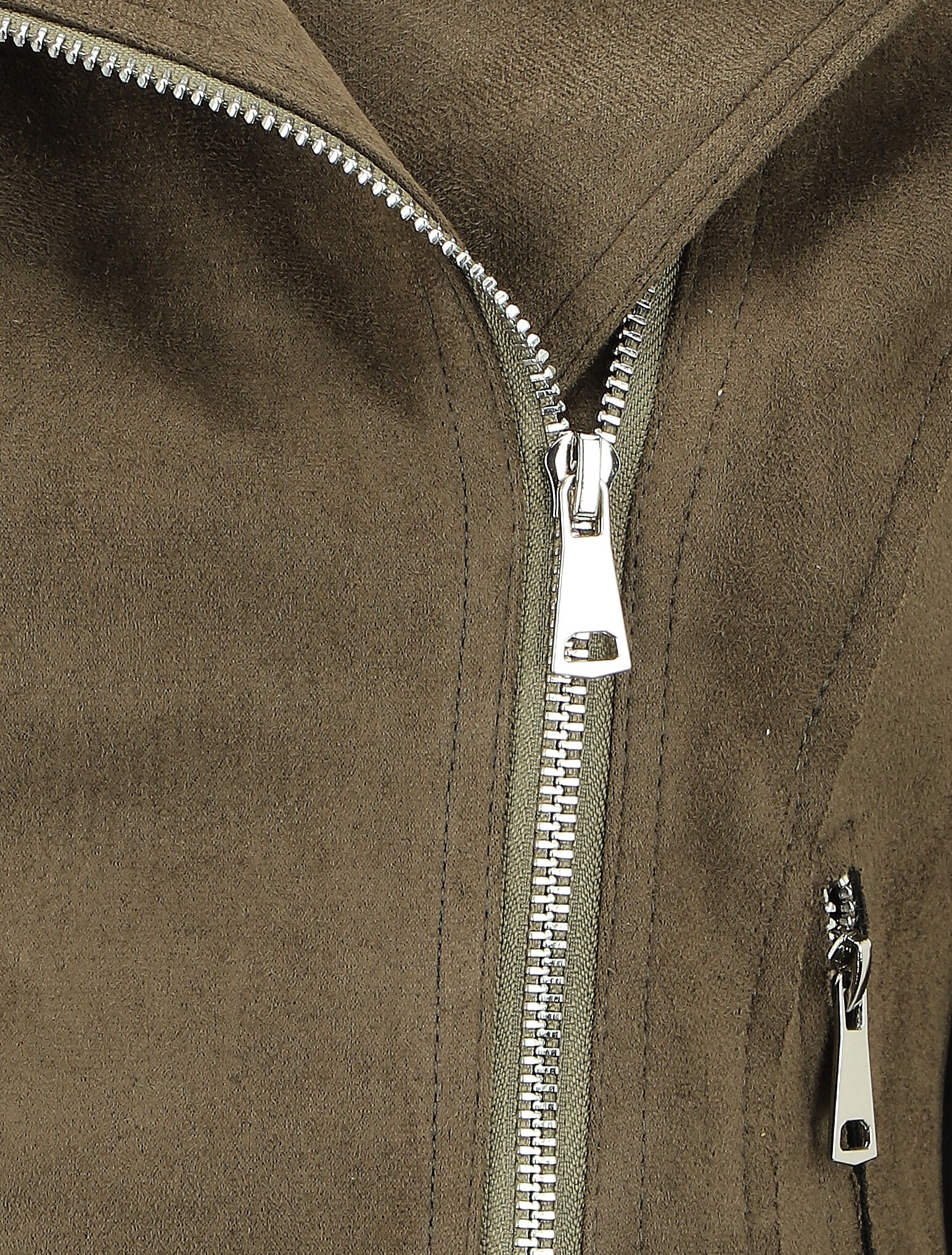 Veste style perfecto effet daim - Kaki - Image 3