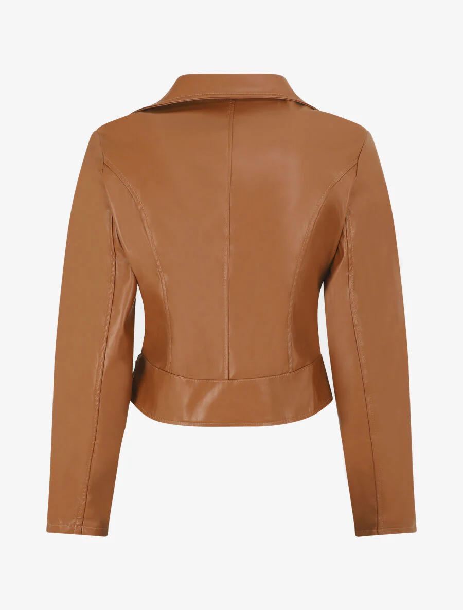 Veste style perfecto en simili - Camel - Image 2