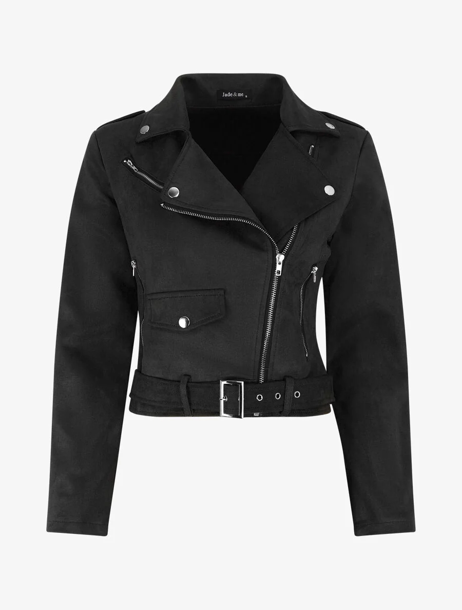 Veste style perfecto en suédine - Noir
