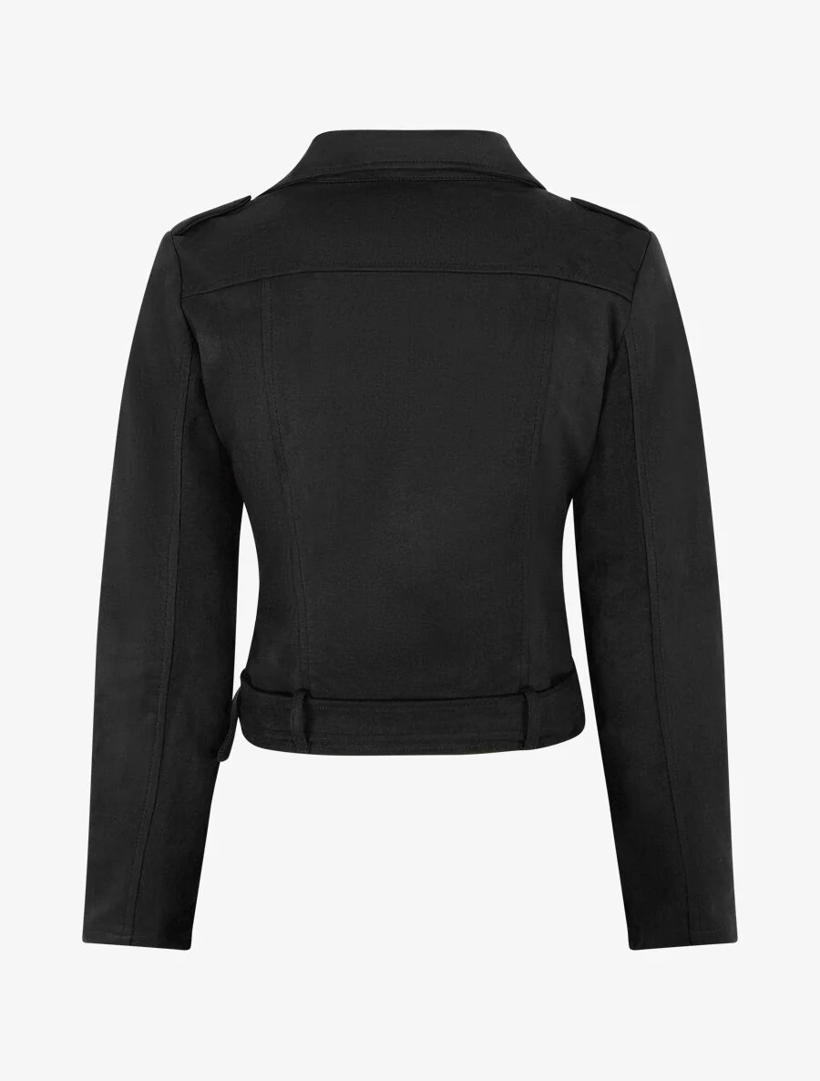 Veste style perfecto en suédine - Noir - Image 2