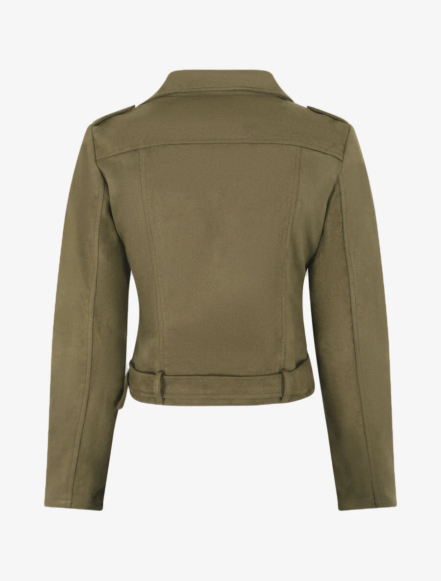 Veste style perfecto en suédine - Kaki - Image 2