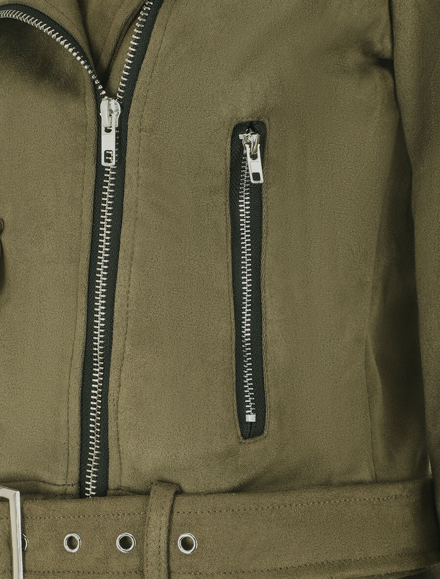 Veste style perfecto en suédine - Kaki - Image 3