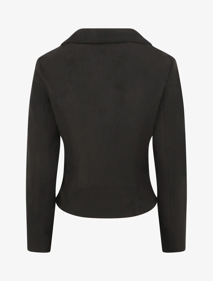 Veste style perfecto en suédine - Noir - Image 2