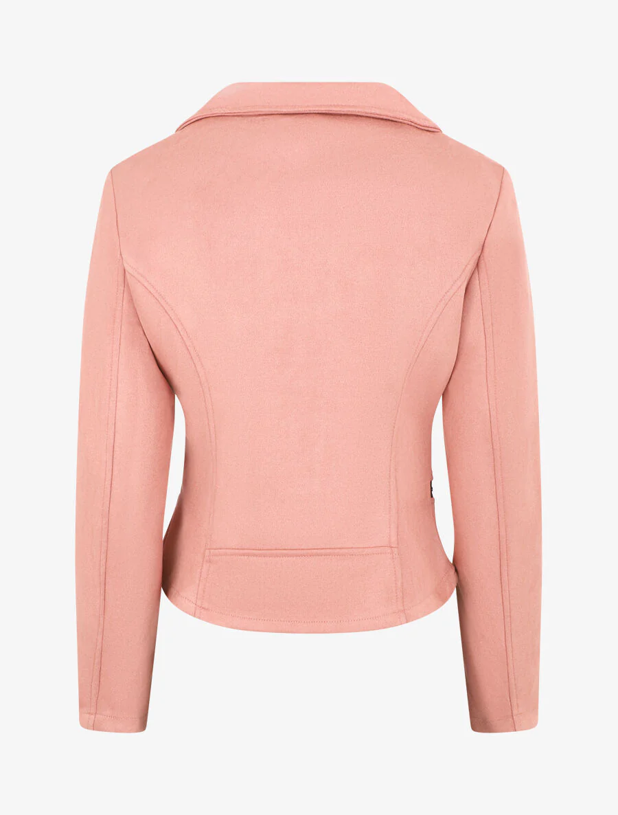 Veste style perfecto en suédine - Rose - Image 2