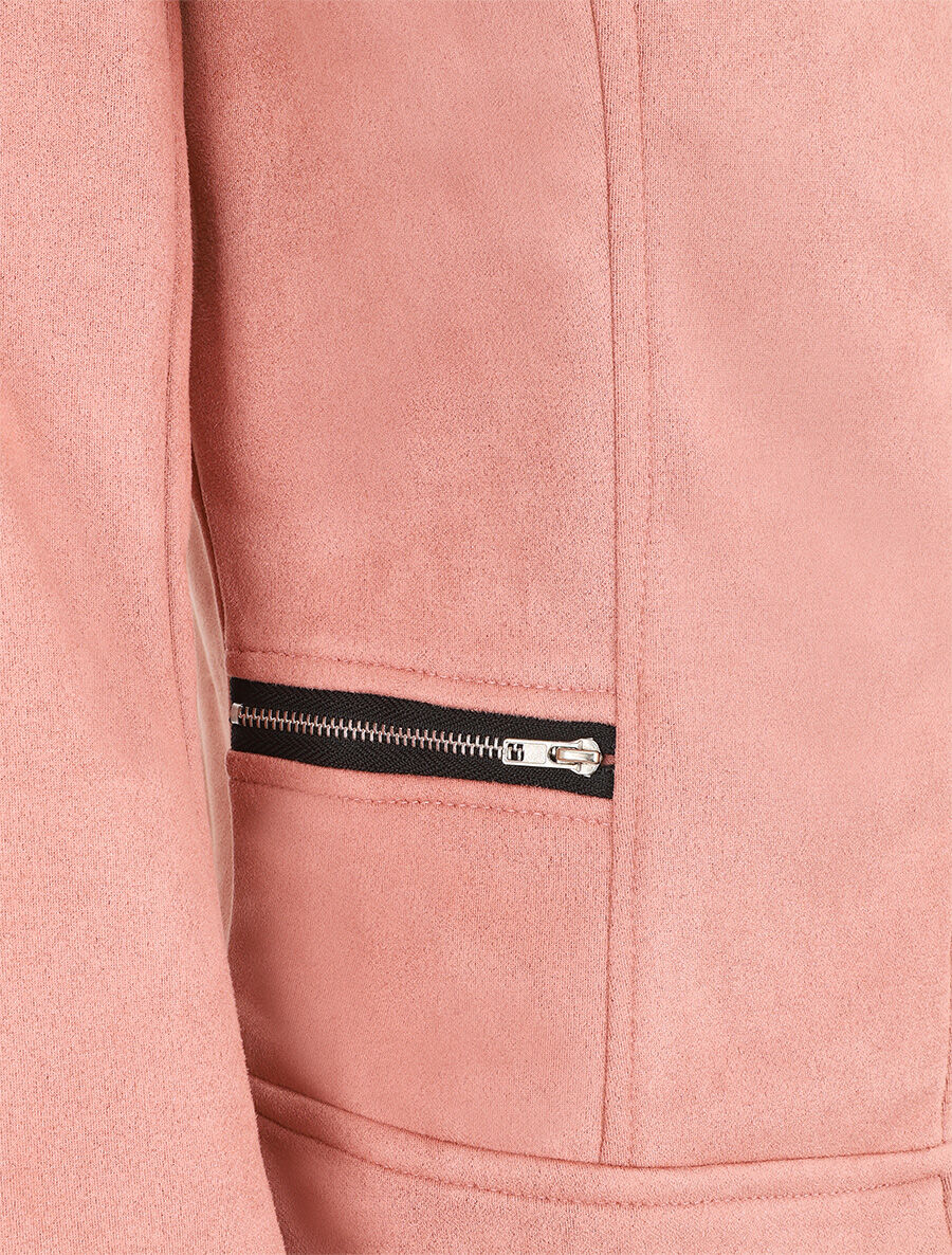 Veste style perfecto en suédine - Rose - Image 3