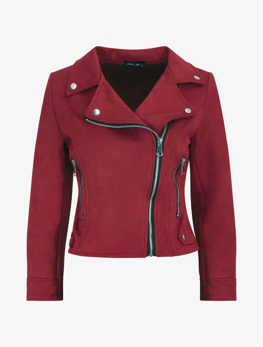 Veste style perfecto en suédine - Bordeaux