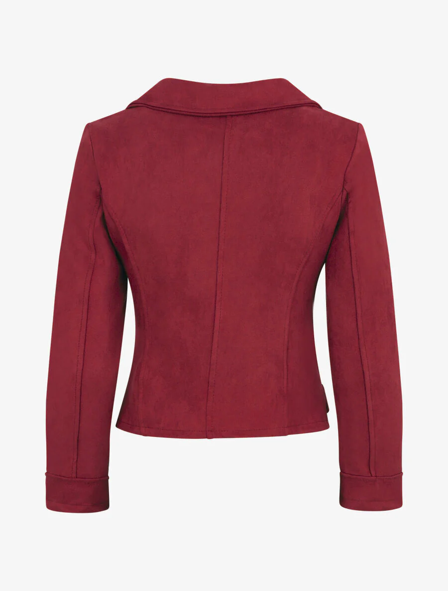 Veste style perfecto en suédine - Bordeaux - Image 2