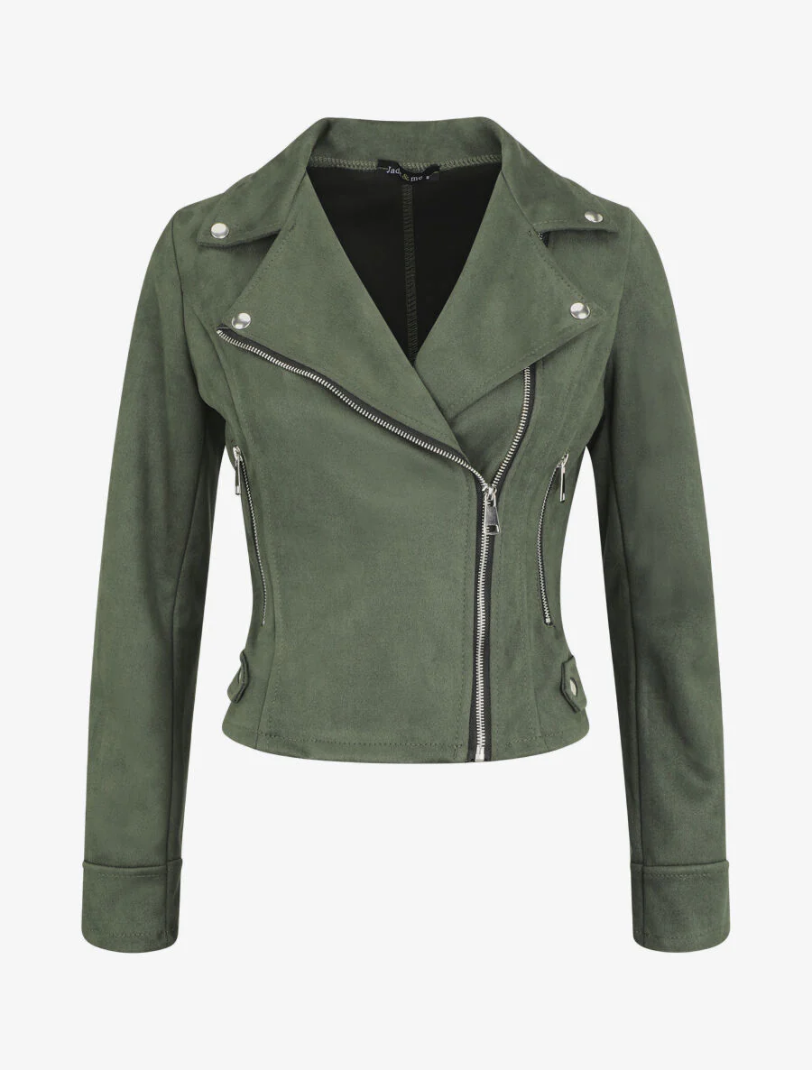 Veste style perfecto en suédine - Vert