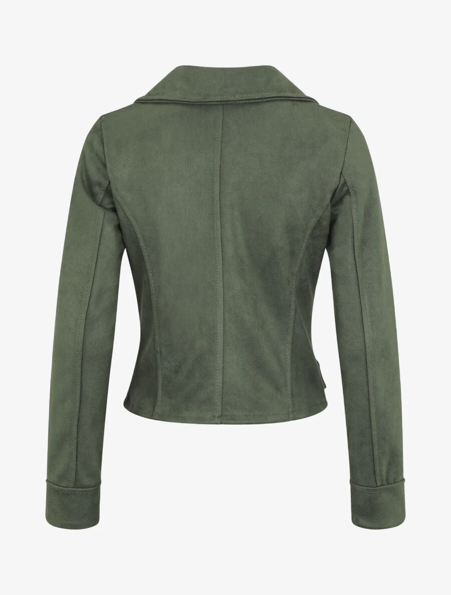 Veste style perfecto en suédine - Vert - Image 2