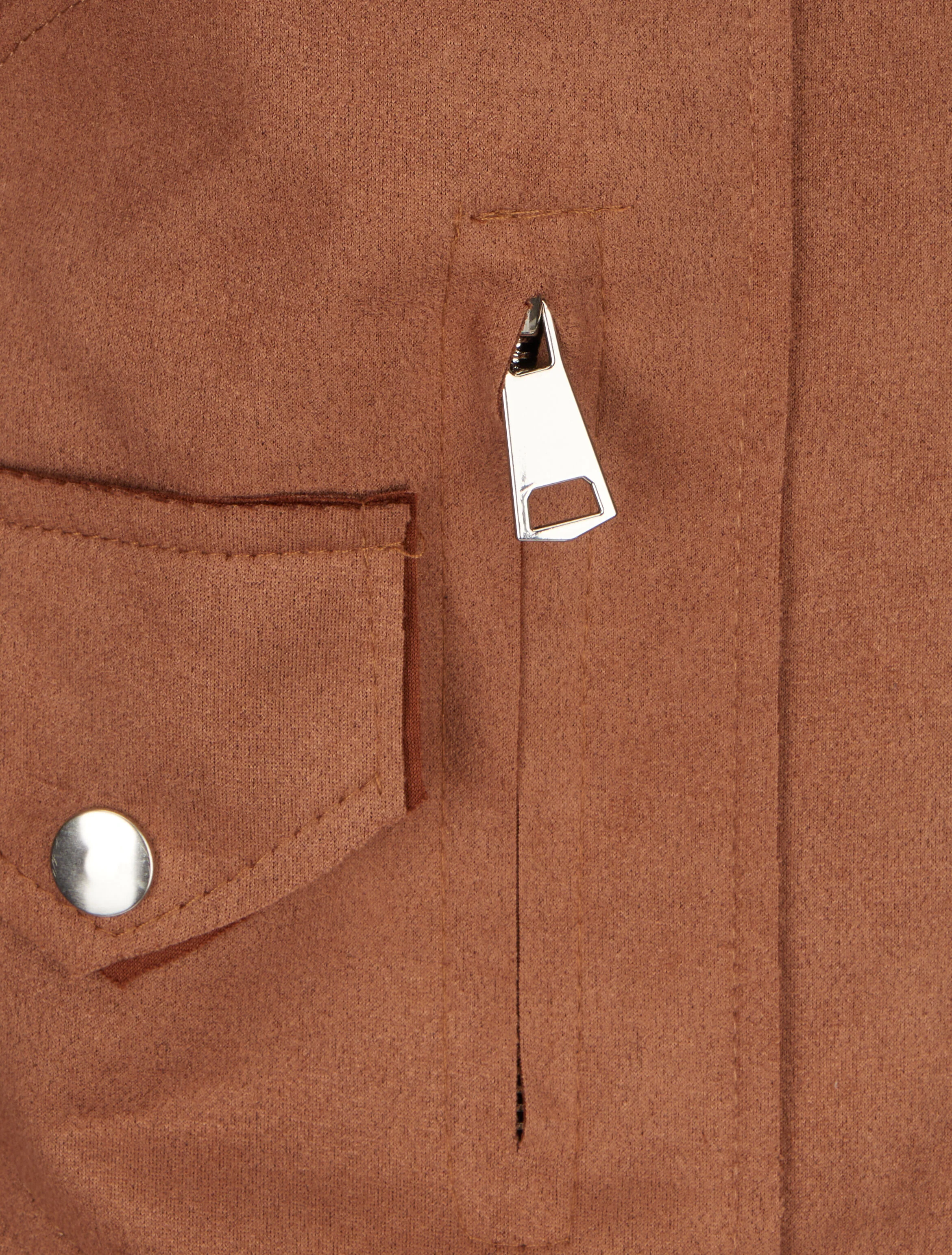 Veste style perfecto zippée en suédine - Camel - Image 3