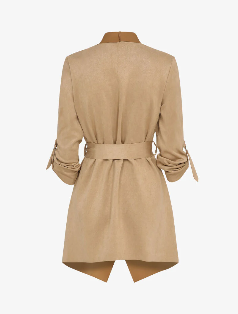 Veste suédée à manches rabattables - Beige - Image 2