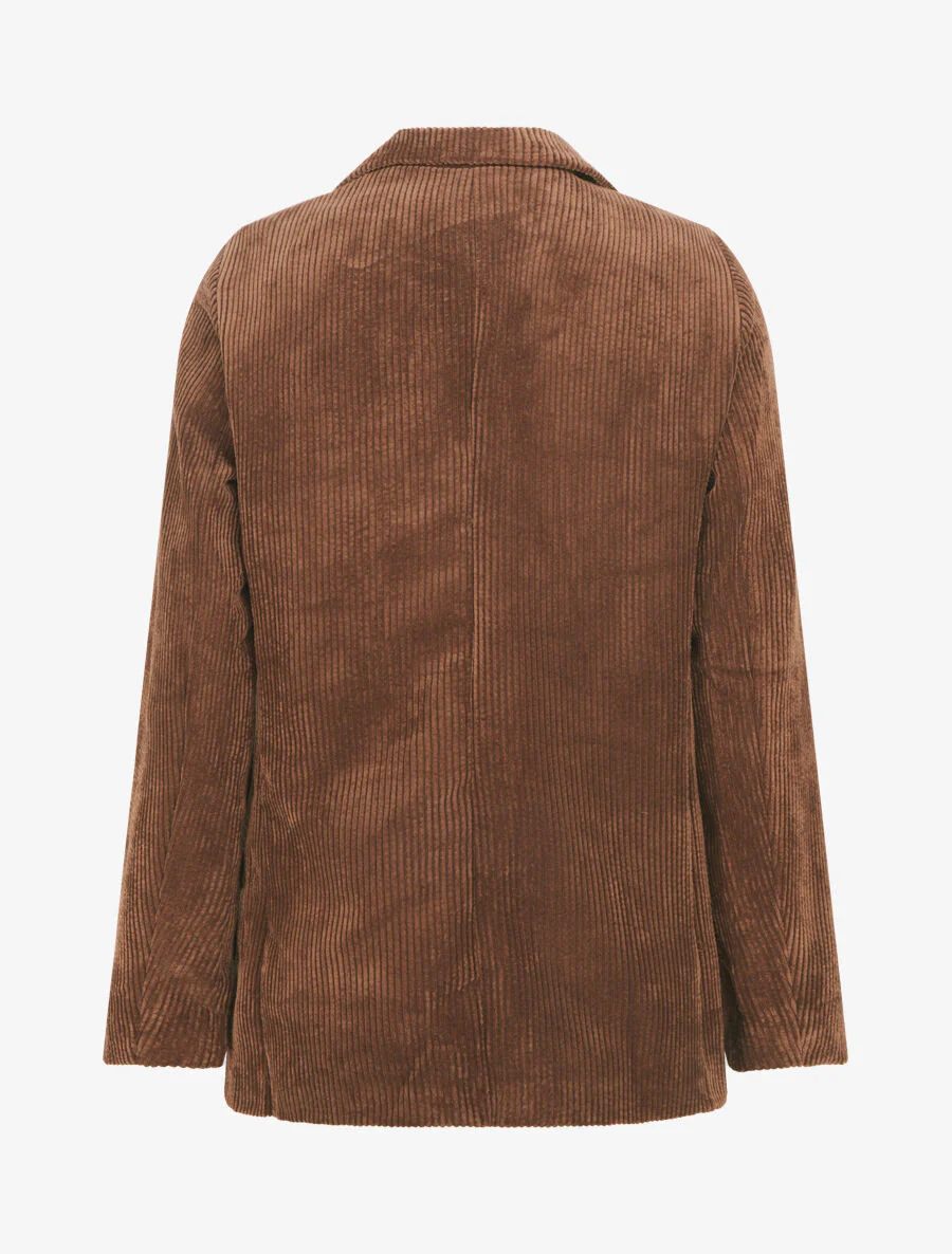 Veste uni en velours - Marron - Image 2