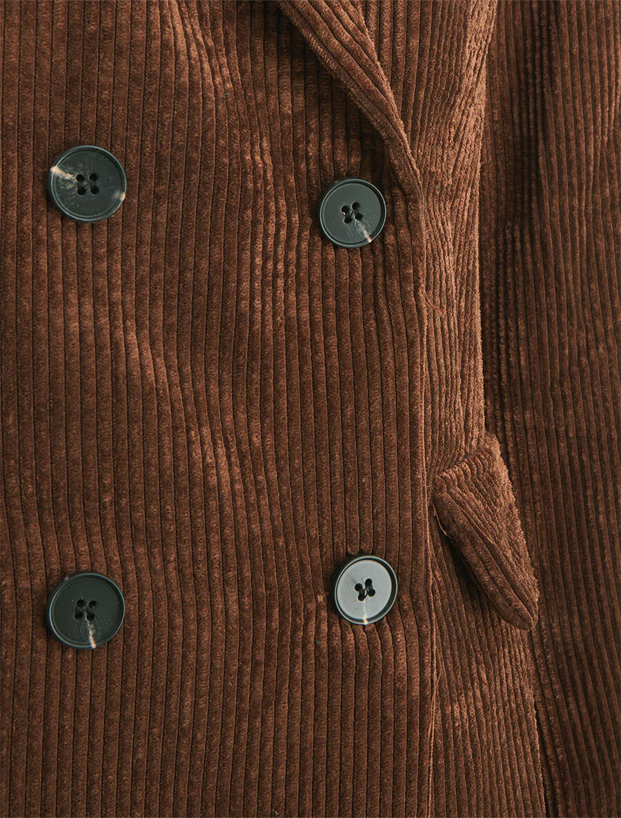 Veste uni en velours - Marron - Image 3