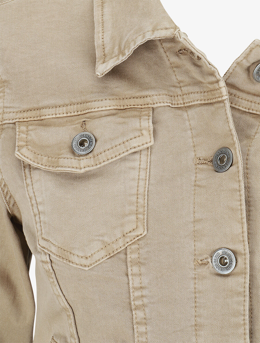 Veste unie coupe droite - Taupe - Image 3