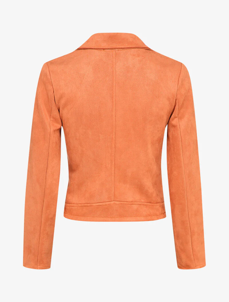 Veste unie courte en suédine - Orange - Image 2